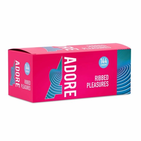 Adore Ribbed Pleasure 144 szt. prezerwatywy z wypustkami, transparentne Adore Ribbed Pleasure 144 szt. prezerwatywy z wypustkami, transparentne