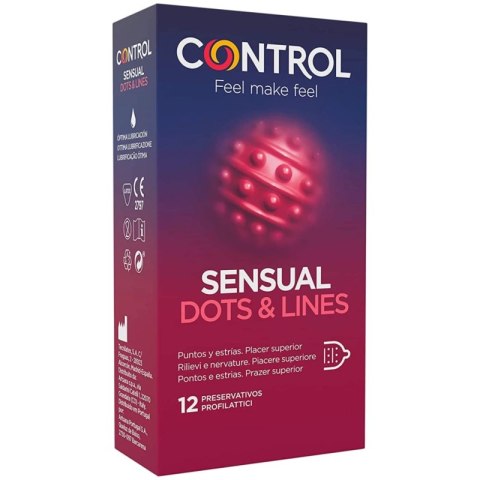 Control Sensual Dots & Lines 12 szt. - prezerwatywy z wypukłą teksturą Control Sensual Dots & Lines 12 szt. - prezerwatywy z wypukłą teksturą