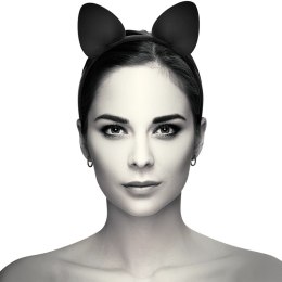 Coquette Chic Desire Opaska z Kocimi Uszami ze Skory Wegańskiej Czarna