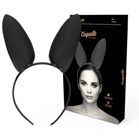 Coquette Chic Desire Opaska z Uszami Krolika Skora Wegańska Czarna