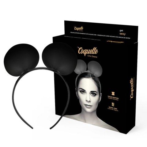 Coquette Chic Desire opaska z uszami myszy skora wegańska czarna Coquette Chic Desire opaska z uszami myszy skora wegańska czarna
