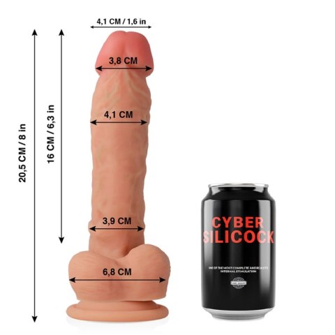 Cybersilicock Dong 20,5 cm - płynny silikon, anatomiczny model, przyssawka Cybersilicock Dong 20,5 cm - płynny silikon, anatomiczny model, przyssawka