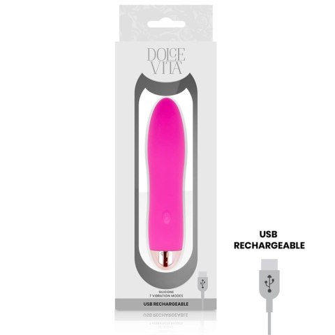 Dolce Vita Cztery Rożowe - Wibrator USB, silikonowy, 7 trybow, 13 cm Dolce Vita Cztery Rożowe - Wibrator USB, silikonowy, 7 trybow, 13 cm