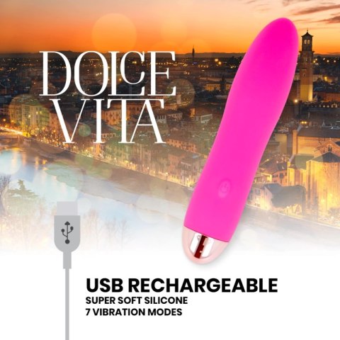 Dolce Vita Cztery Rożowe - Wibrator USB, silikonowy, 7 trybow, 13 cm Dolce Vita Cztery Rożowe - Wibrator USB, silikonowy, 7 trybow, 13 cm