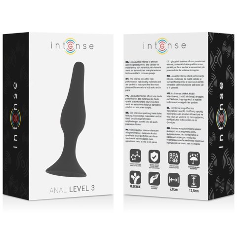 Intense Anal Level 3 czarny 12,5 cm silikonowy model stożkowy Intense Anal Level 3 czarny 12,5 cm silikonowy model stożkowy