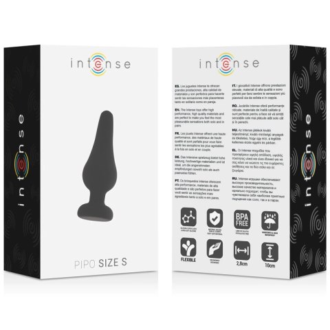 Intense Pipo S Czarny Korek Silikonowy 9,8 cm - model anatomiczny Intense Pipo S Czarny Korek Silikonowy 9,8 cm - model anatomiczny