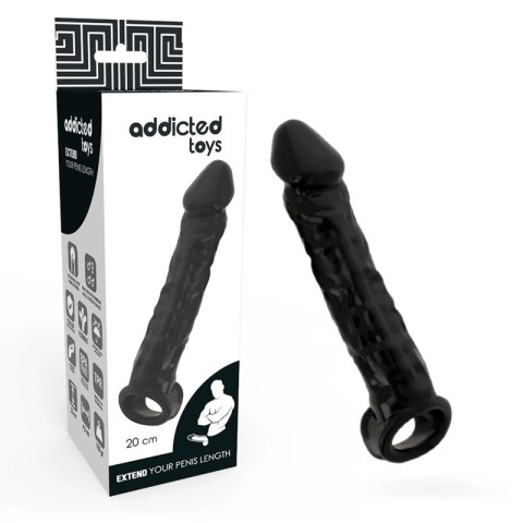 Addicted Toys - Czarna nakładka anatomiczna z pierścieniem, 20 cm Addicted Toys - Czarna nakładka anatomiczna z pierścieniem, 20 cm
