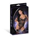 Magic Silk Phoenix SM - Body z podwiązkami, łańcuszki i ćwieki, czarne
