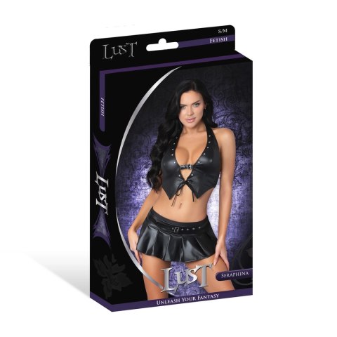 Magic Silk Seraphina L/XL zestaw: kamizelka, stringi, spodniczka, czarny Magic Silk Seraphina L/XL zestaw: kamizelka, stringi, spodniczka, czarny