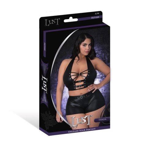 Magic Silk Thalia Top i Szorty 2XL z Pierścieniami i Ćwiekami Czarny Magic Silk Thalia Top i Szorty 2XL z Pierścieniami i Ćwiekami Czarny