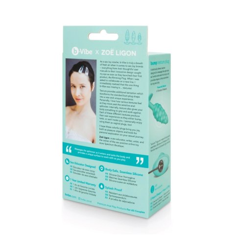 B-Vibe Texture Plug Bump Mint - wibrująca anatomiczna wtyczka silikonowa B-Vibe Texture Plug Bump Mint - wibrująca anatomiczna wtyczka silikonowa