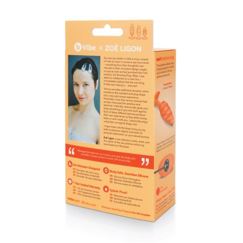B-Vibe Texture Plug Swirl Orange - wibrujący model z falistą powierzchnią B-Vibe Texture Plug Swirl Orange - wibrujący model z falistą powierzchnią