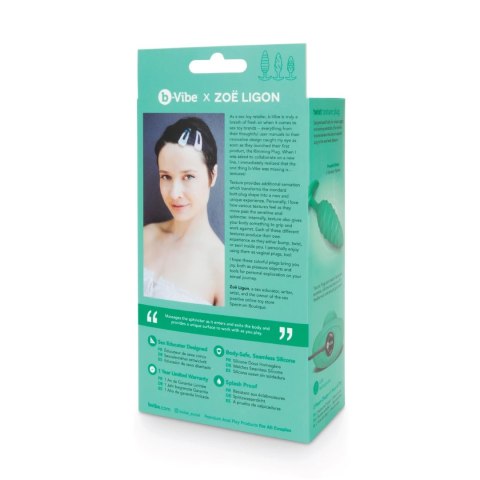 B-Vibe Texture Plug Twist Green - anatomiczny wibrujący model silikonowy B-Vibe Texture Plug Twist Green - anatomiczny wibrujący model silikonowy