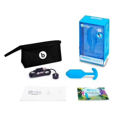 B-Vibe Snug Plug 3 Blue - wibrująca zatyczka anatomiczna silikonowa 13,8 cm B-Vibe Snug Plug 3 Blue - wibrująca zatyczka anatomiczna silikonowa 13,8 cm