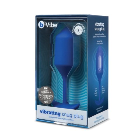 B-Vibe Vibrating Snug Plug 4 Navy - wibrująca anatomiczna wtyczka 15 cm B-Vibe Vibrating Snug Plug 4 Navy - wibrująca anatomiczna wtyczka 15 cm
