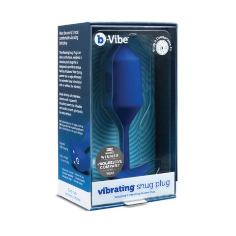 B-Vibe Vibrating Snug Plug 4 Navy - wibrująca anatomiczna wtyczka 15 cm B-Vibe Vibrating Snug Plug 4 Navy - wibrująca anatomiczna wtyczka 15 cm
