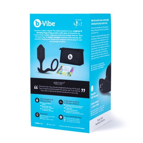 B-Vibe Snug & Tug XL - Wibrująca zatyczka anatomiczna z pierścieniem B-Vibe Snug & Tug XL - Wibrująca zatyczka anatomiczna z pierścieniem