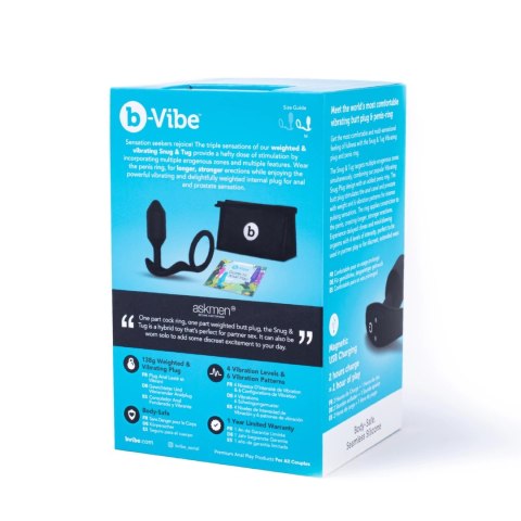 B-Vibe Vibrating Snug & Tug M - Wibrująca zatyczka z pierścieniem, silikon B-Vibe Vibrating Snug & Tug M - Wibrująca zatyczka z pierścieniem, silikon