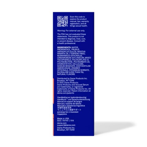 Dame Products Arousal Serum 30ml - formuła roślinna z olejkiem miętowym Dame Products Arousal Serum 30ml - formuła roślinna z olejkiem miętowym