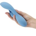 Wonderlust Harmony Blue - wibrator silikonowy, podwojna stymulacja, USB