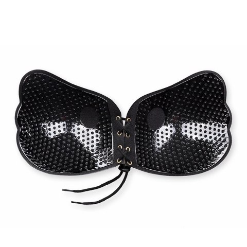 Bye Bra Lace-It Bra C Czarny - Samonośny biustonosz z wiązaniem Bye Bra Lace-It Bra C Czarny - Samonośny biustonosz z wiązaniem