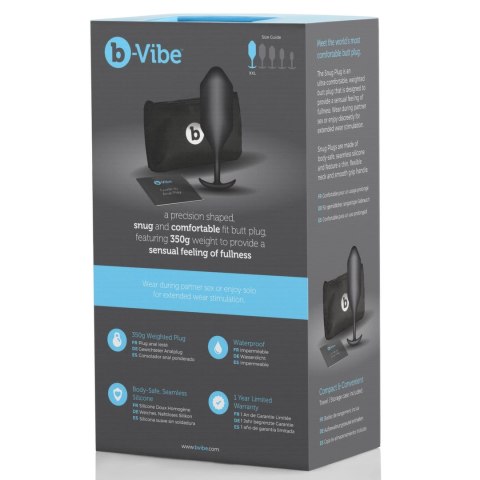 B-Vibe Snug Plug 5 Black - silikonowy ciężki model anatomiczny 371g B-Vibe Snug Plug 5 Black - silikonowy ciężki model anatomiczny 371g