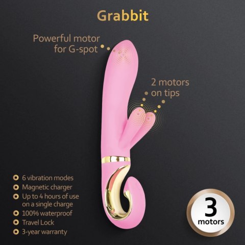 Gvibe Grabbit Pink - wielofunkcyjny model z 3 silnikami, silikon medyczny Gvibe Grabbit Pink - wielofunkcyjny model z 3 silnikami, silikon medyczny