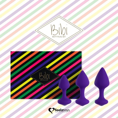 FeelzToys Bibi Purple - Zestaw 3 elastycznych zatyczek, silikon FeelzToys Bibi Purple - Zestaw 3 elastycznych zatyczek, silikon
