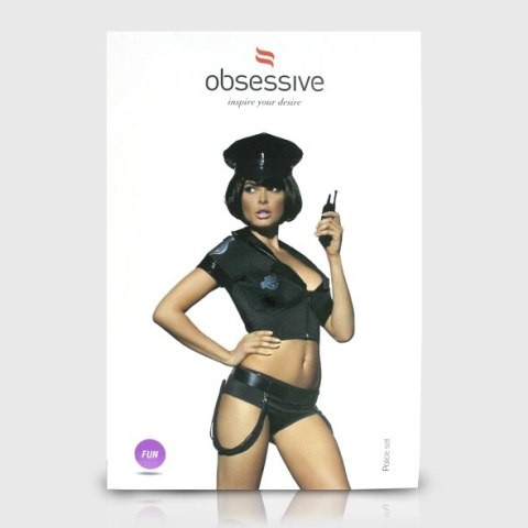 Obsessive Police Set Costume S/M - Komplet Policjantki Winylowy Obsessive Police Set Costume S/M - Komplet Policjantki Winylowy