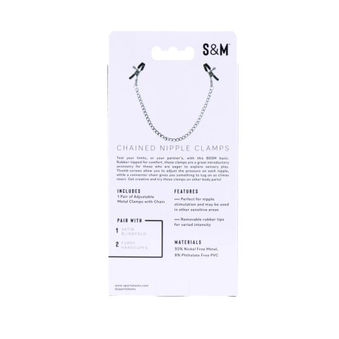 S&M Chained Nipple Clamps - zaciski z łańcuszkiem, regulacja nacisku S&M Chained Nipple Clamps - zaciski z łańcuszkiem, regulacja nacisku
