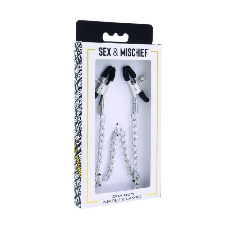 S&M Chained Nipple Clamps - zaciski z łańcuszkiem, regulacja nacisku S&M Chained Nipple Clamps - zaciski z łańcuszkiem, regulacja nacisku