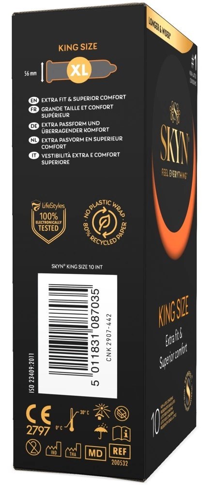 SKYN King Size prezerwatywy nielateksowe 190mm 10 szt. duży rozmiar SKYN King Size prezerwatywy nielateksowe 190mm 10 szt. duży rozmiar