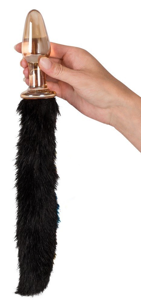 KOREK ANALNY GLASS PLUG WITH TAIL KOREK ANALNY GLASS PLUG WITH TAIL