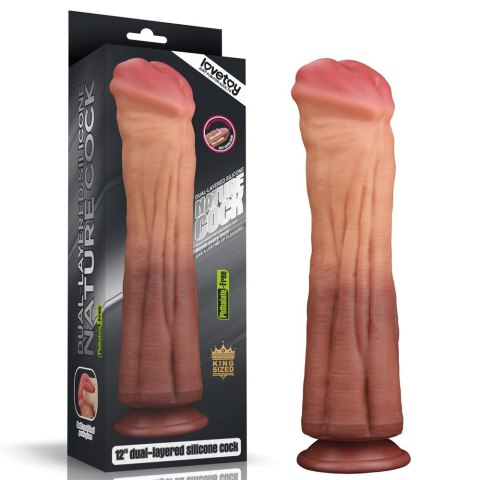 DILDO 12'' DUAL LAYERED PLATINUM SILICONE COCK