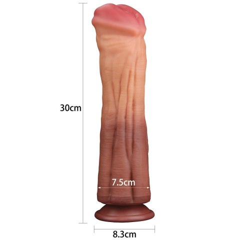 DILDO 12'' DUAL LAYERED PLATINUM SILICONE COCK