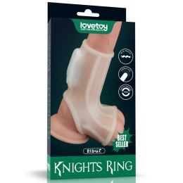 PIERŚCIEŃ NAKŁADKA VIBRATING RIDGE KNIGHTS RING WITH SCROTUM SLEEVE (WHITE)
