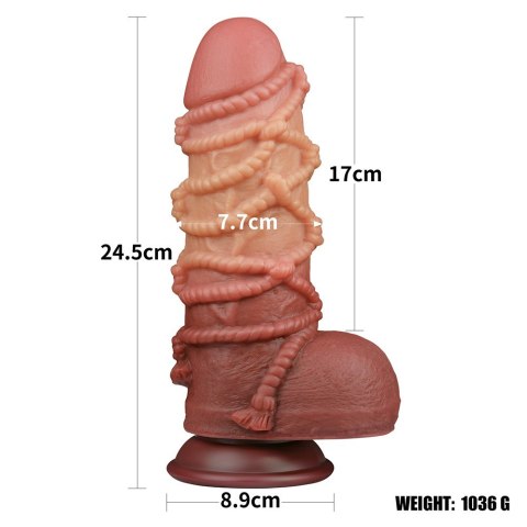9.5'' DUAL LAYERED PLATINUM SILICONE COCK WIT