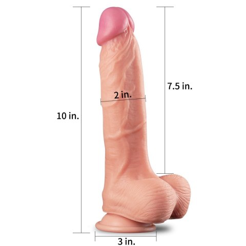 DILDO 10" DUAL LAYER PLATINUM SILICONE COCK