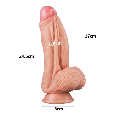 DILDO 10'' DUAL LAYERED PLATINUM SILICONE COCK - FLESH